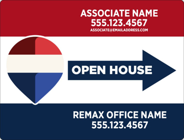 Picture of Open House Directional - Right - RWB - 18" x 24"